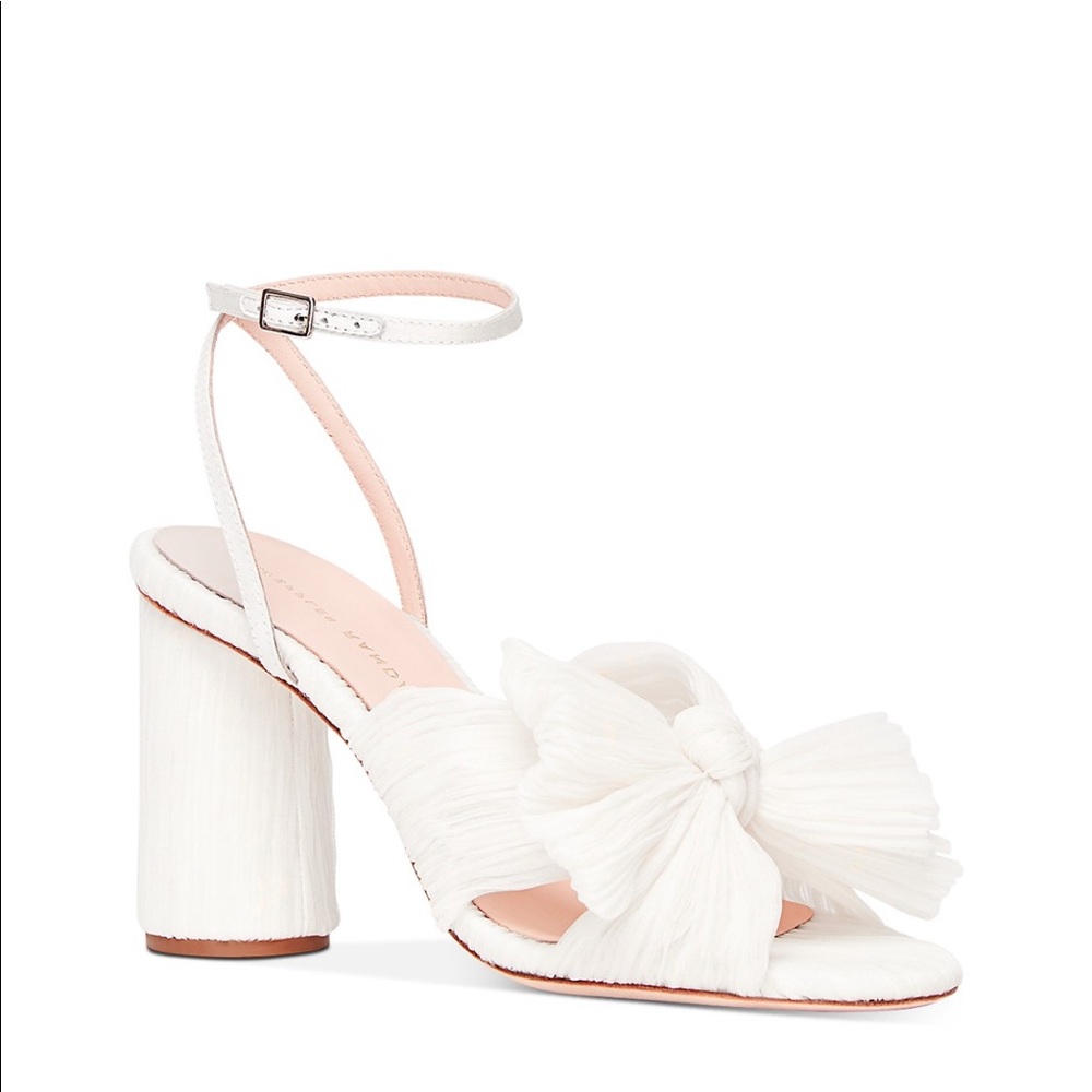 Loeffler Randall Camellia Bow White Heels - NEVER BEEN WORN